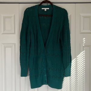 LC Lauren Conrad Teal Button-Up Cardigan